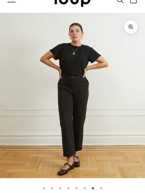 Loup NYC Black Utility Pants High Rise Straight Leg Button Fly Cotton James Sz S